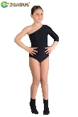BODY DANZA LYCRA MONOSPALLA MANICA TRE QUARTI NERO BAMBINA